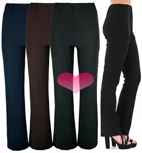 Ladies STRETCH Keep Fit Everyday Casual Comfort Fit Elasticated Ribbed Trousers - Picture 1 of 10
