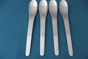 4 Place Oval Soup Spoons Georg Jensen ARNE JACOBSEN Satin Stainless Denmark 8" - Picture 1 of 5