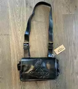 Borsa a tracolla Vivienne Westwood Nana Orb Saturn in pelle nera - Foto 1 di 13