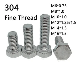 Viti a testa esagonale in acciaio inox 304 filettatura fine M6 M8 M10 M12 M16 - Foto 1 di 12