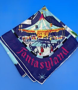 Rare and Unique Pure Silk Scarf by ASI Vintage 1954 Disneyland Park Souvenir - Picture 1 of 16