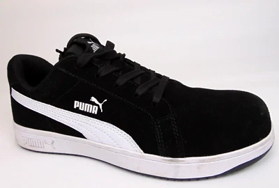 Puma Iconic Black Suede Low Comp Safety Toe Work Sneakers Women's Size 9.0 Med - Image 1 of 4