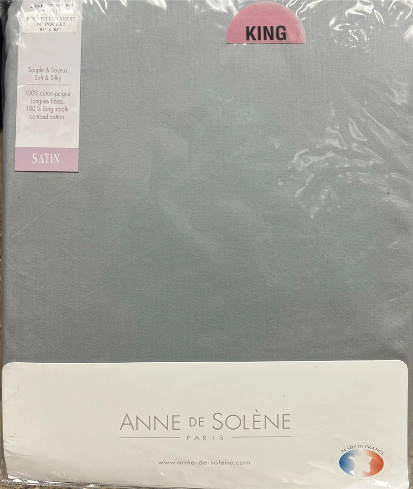 Sábana Ajustable Anne de Solene Francia Geometría Argent Gris King Foto 1 de 1