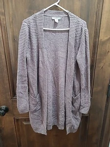 Emma's Expressions Maternity Cardigan Sweater Purple Medium - Picture 1 of 5