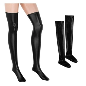 Women's Long Stockings Metalic Satin Shiny Metallic Spandex Skintight Stocking - Picture 1 of 20