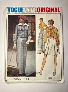 Vogue Paris Original 2835 Nina Ricci Sewing Pattern 1970s Jacket Skirt Pants VTG - Picture 1 of 3