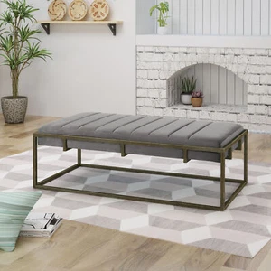 Modern Upholstered Velvet Ottoman Bench Shoe Entryway Bedroom Bench,Foot Rest - Picture 1 of 29
