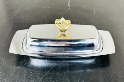 Tapa base plato mantequilla 3 piezas Kromex original de colección e inserto de vidrio Foto 1 de 4