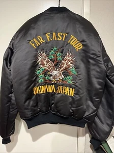 VINTAGE L FAR EAST TOUR EMBROIDERED US MARINES OKINAWA JAPAN SOUVENIR JACKET - Picture 1 of 16