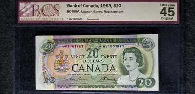 Bank of Canada 1969 $20 BC-50bA Lawson-Bouey *WV Repl (SN:*WV1403883) EF45 - Image 1 of 2