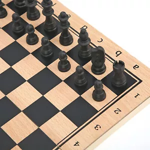 01) 3‑In‑1 Wooden Chess Checkers Backgammon Folding Portable Chess Board Toy - Picture 1 of 18