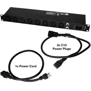StarTech 8 Port Rack Mount PDU With C13 Outlets - 1U, 16/20A - 3 C13 Cords Incl. - Picture 1 of 3