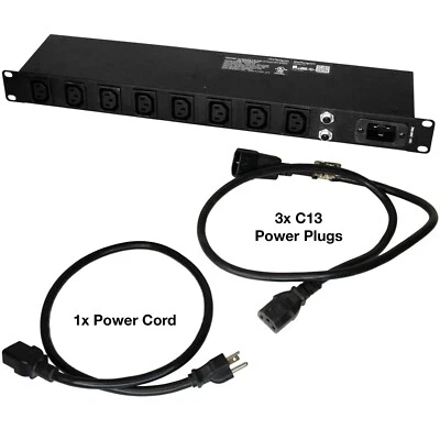 StarTech 8 Port Rack Mount PDU With C13 Outlets - 1U, 16/20A - 3 C13 Cords Incl. - Image 1 of 3