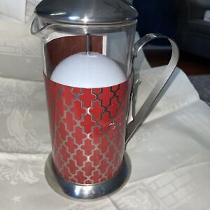 La Cafetiere 8 Cup French Press Coffee Maker Stainless Steel  Red  Floral
