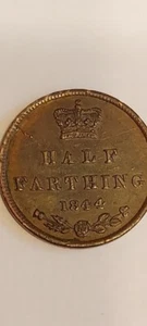 1844 Victoria Half Farthing Die Crack Error - Picture 1 of 7