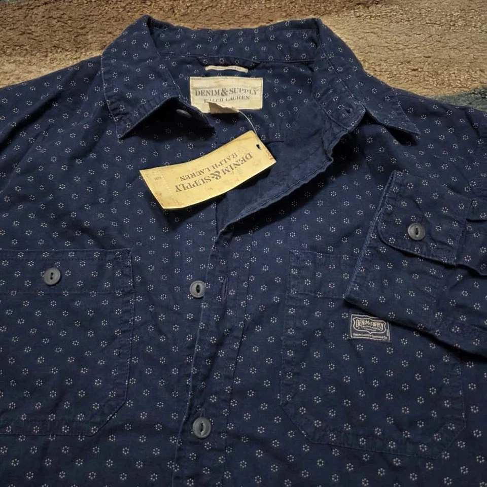 Camisa Ralph Lauren Denim & Supply M Azul Índigo Estampado Bandana Abotonada Nueva con Etiquetas Foto 1 de 4
