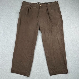 Tommy Bahama Silk Pants Men 42x34 (42x28) Brown Chino Double Pleated Relaxed Fit - Picture 1 of 7