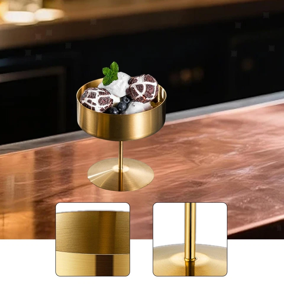 High Footed Ice Cream Cup Stainless Steel Dessert Cup with Round Base Easy to - Image 1 of 1