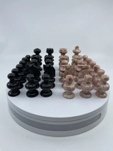 VTG Pink Marble & Onyx Complete Chess Replacement Figures Pieces Read - Picture 1 of 24