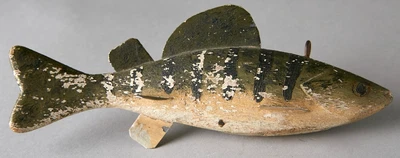 VINTAGE MICHIGAN ~ ISAAC GOULETTE ~ PERCH FISH SPEARING DECOY ~ FOLK ART LURE - Image 1 of 4