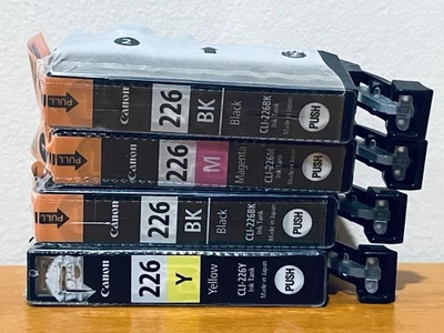 4 Canon Ink Cartridges No Box Sealed 226 2 BLK, 1 Mag Pink 1 Yellow - Image 1 of 4
