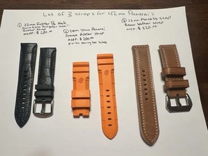 Lot of 3 - 22mm Straps For 42mm Panerai Watches. OEM Panerai, RubberB, Marcello - Picture 1 of 7