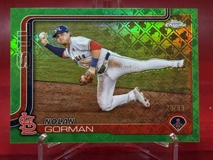 2025 Topps Chrome Logofractor Nolan Gorman #80 Green Refractor Cardinals /99 - Picture 1 of 2