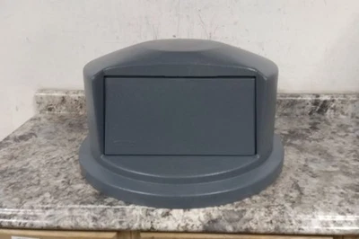 Rubbermaid Commercial Products FG263788GRAY Gray Plastic Trash Can Top (BW) - Image 1 of 4