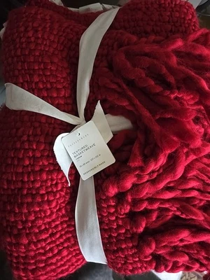 Pottery Barn Textured Basketweave Throw Cardinal Red, 50x60, NWT, FREE SHIP! - Image 1 of 3