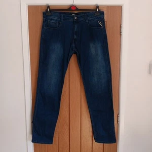 Pantalones de mezclilla rectos Replay Anbass para hombre 36w 32l azul - Imagen 1 de 15