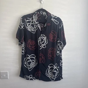 Allsaints Short Sleeve Shirt Floral Rose Medium Hyogo Ss Viscose Hawaiian - Imagen 1 de 4