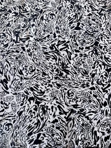 Ivory/Black Abstract Paisley Stroke Viscose Crepe Fabric - Picture 1 of 5