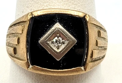 Anillo banda diamantes oro 10k para hombre talla 9,5 DAÑADO Foto 1 de 4