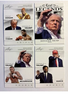 Lot Of 4 Donald Trump/VANCE/Hogan/Tyson/McGregor 2023-24 LEAF Exclusive Legends - Picture 1 of 2