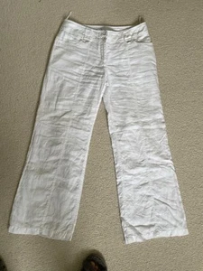 White Linen Trousers Size 12 Regular - Picture 1 of 4