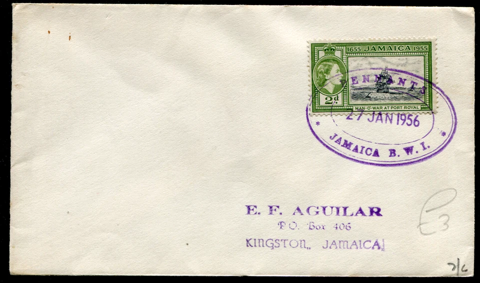 JAMAICA (25260): PENNANTS postmark/TRD cancel/cover 1956 Foto 1 de 1