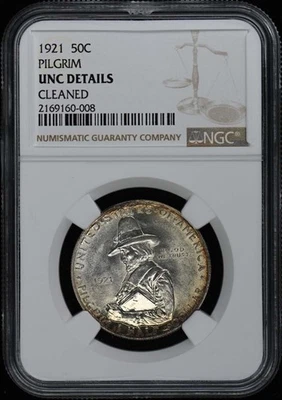 PILGRIM 1921 Silver Commemorative 50C NGC UNC Details - Image 1 of 2