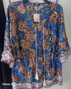 Beautiful Brand New Tunic Top From Bloomchic Size 26multi Blue Colour. - Picture 1 of 6