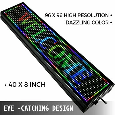 40"X8" LED Sign Scrolling Message Display Board RGB 7-Color Programmable Board - Image 1 of 4