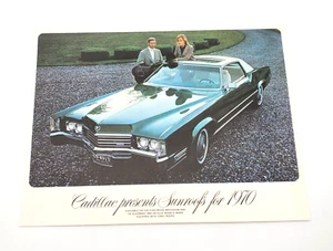 "CADILLAC PRESENTS SUNROOFS FOR 1970" Coupe deVille Brougham Eldorado-Dealer Ad - Picture 1 of 2
