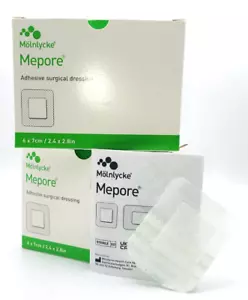 Mepore Sterile Absorbent Dressings 6cm x 7cm Box of 60 Self-Adhesive, Wound Care - Picture 1 of 12