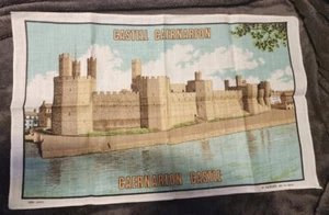 Ulster Castle Caernarfon Carnarvon Tea Towel Wales Welsh Irish Linen - Picture 1 of 6