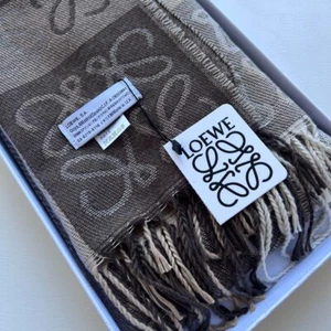 Loewe checkerboard scarf Stall white beige with tag & Box 180cm × 45cm