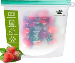 Reusable Leakproof Silicone Microwave Safe Freezer Bag Hermetic Lid Food Storage - Picture 1 of 6