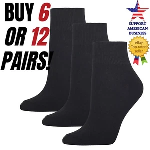 Black Quarter Dress Socks for Men Women Sport Plain Size 6-8 9-11 10-13 Pack - Picture 1 of 6