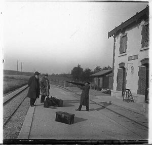 LOREUX c. 1900 Gare Voyageurs Fusils Général - Stéréo Verre Positif - C40 - Bild 1 von 2
