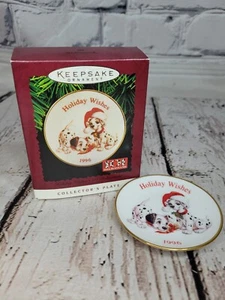 1996 Hallmark Holiday Wishes Disney 101 Dalmatians Dogs Plate Ornament With Box - Picture 1 of 5