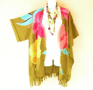 CB640 Floral Cardigan Duster Kimono Open Front Plus Jacket Cover up Top up to 5X - Picture 1 of 1
