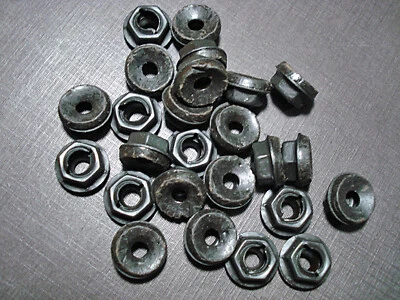 25 piezas 1/4" emblema placa de identificación rosca negra corte sellador tuercas Chevy Buick GM GMC Foto 1 de 4