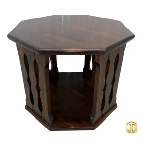 Ethan Allen Antiqued Pine Old Tavern Rotating Hexagonal End Table #12-8007 - Picture 1 of 13